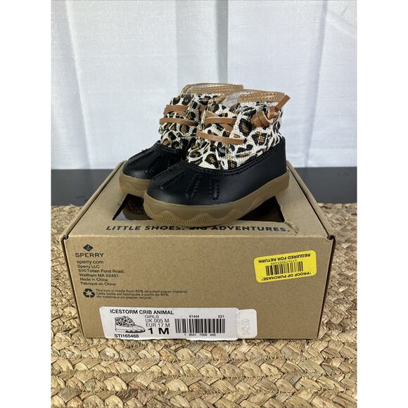 Sperry Quilted Saltwater Duck Boots Animal Multi Sz 1M - Picture 1 of 9